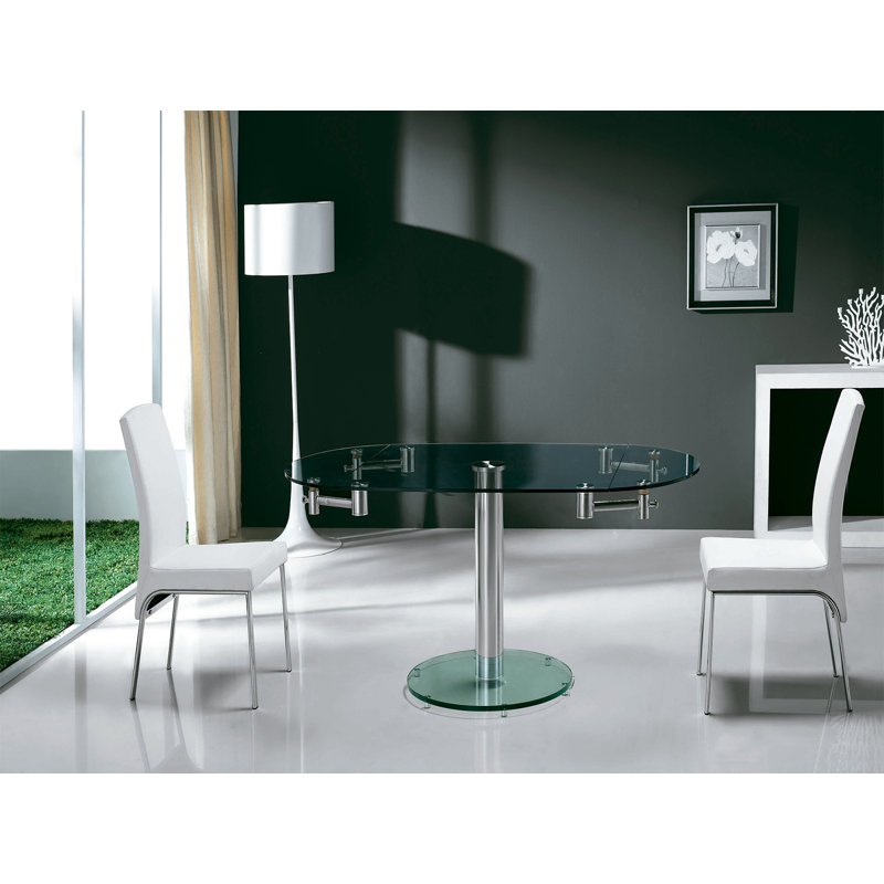 Round glass extendable dining table hotsell